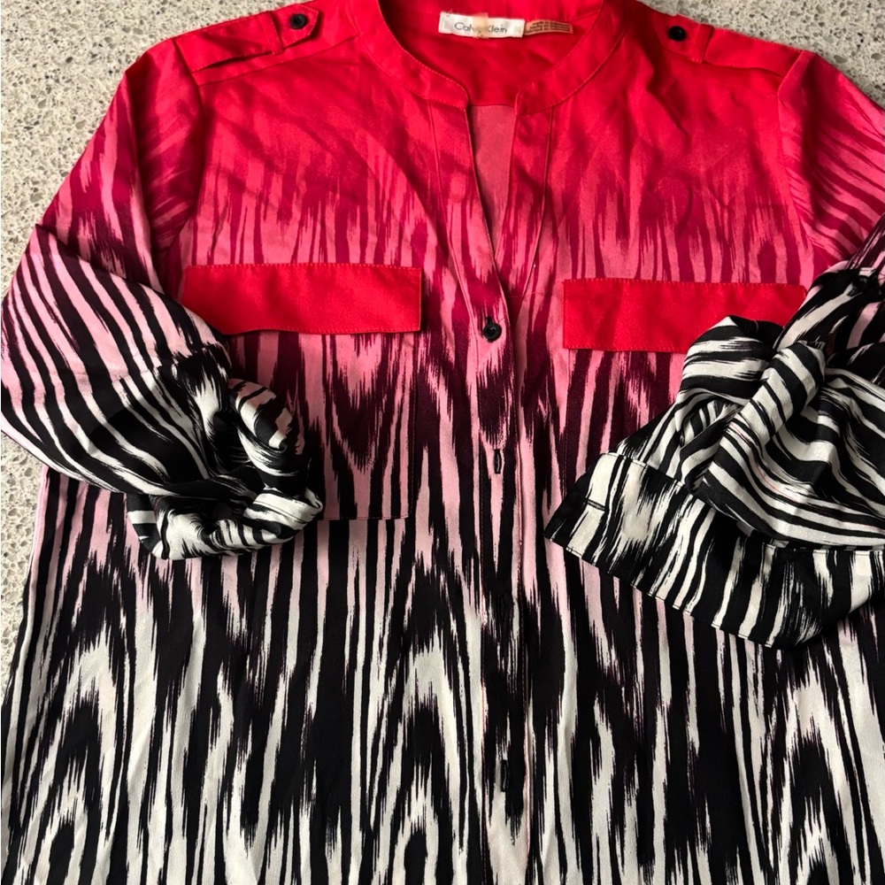 Calvin Klein Red and Black Button Down Shirt